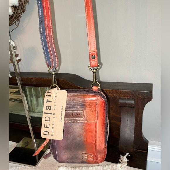 NWT Bed Stu Leather Alelike Crossbody Wristlet Phone Wallet Cotton Candy $215 - Picture 5 of 16
